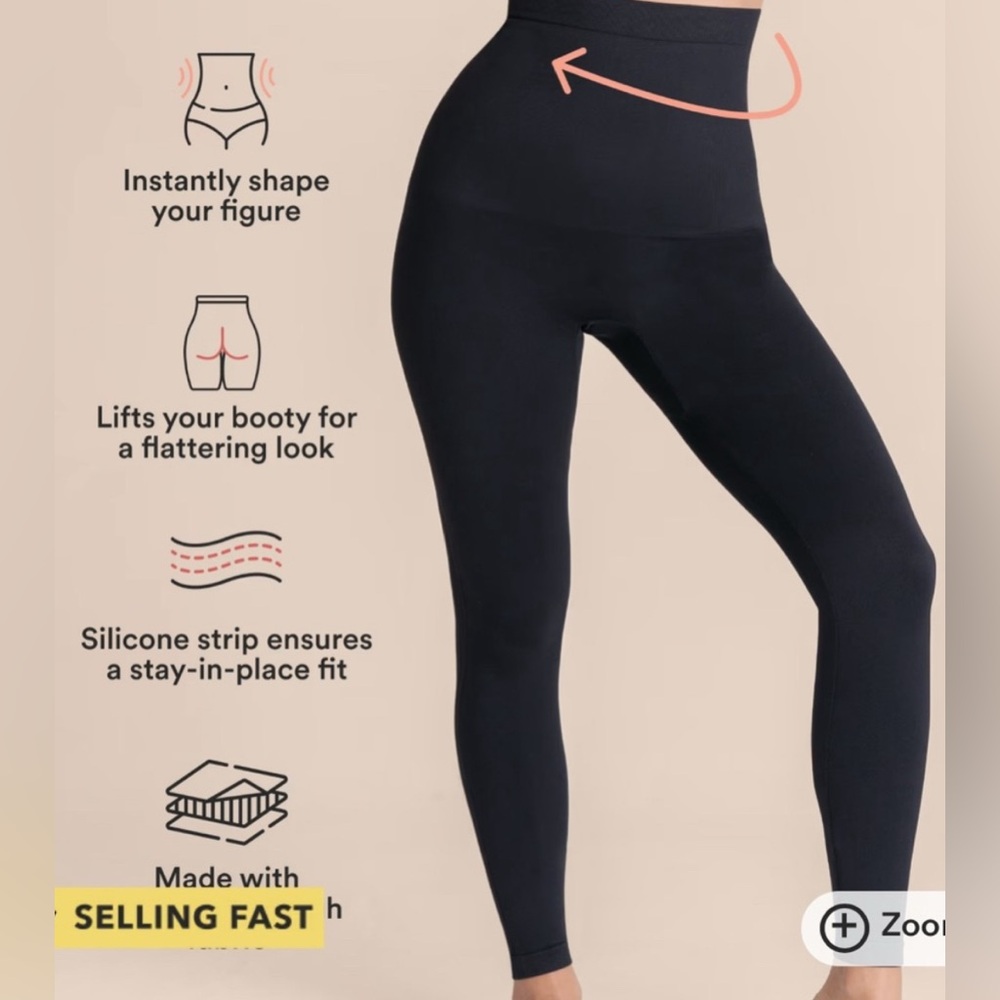 NWOT Shapermint Empetua High-Waisted Black Shaping Leggings Size Large 42075